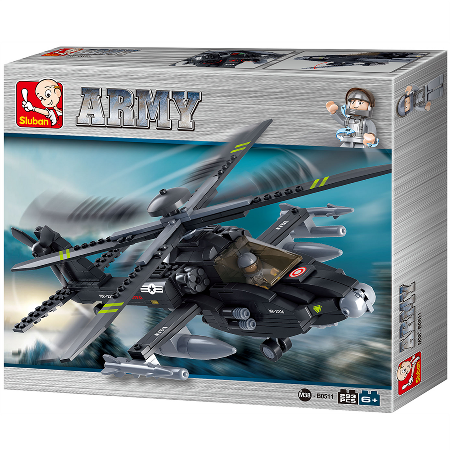 AH-64 Apachi Helicopter Building Brick Kit (293 Pcs)