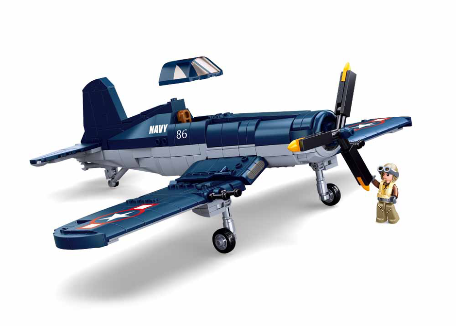 WWII F4U Corsair Fighter Plane Building Brick Kit (550 pcs)-3