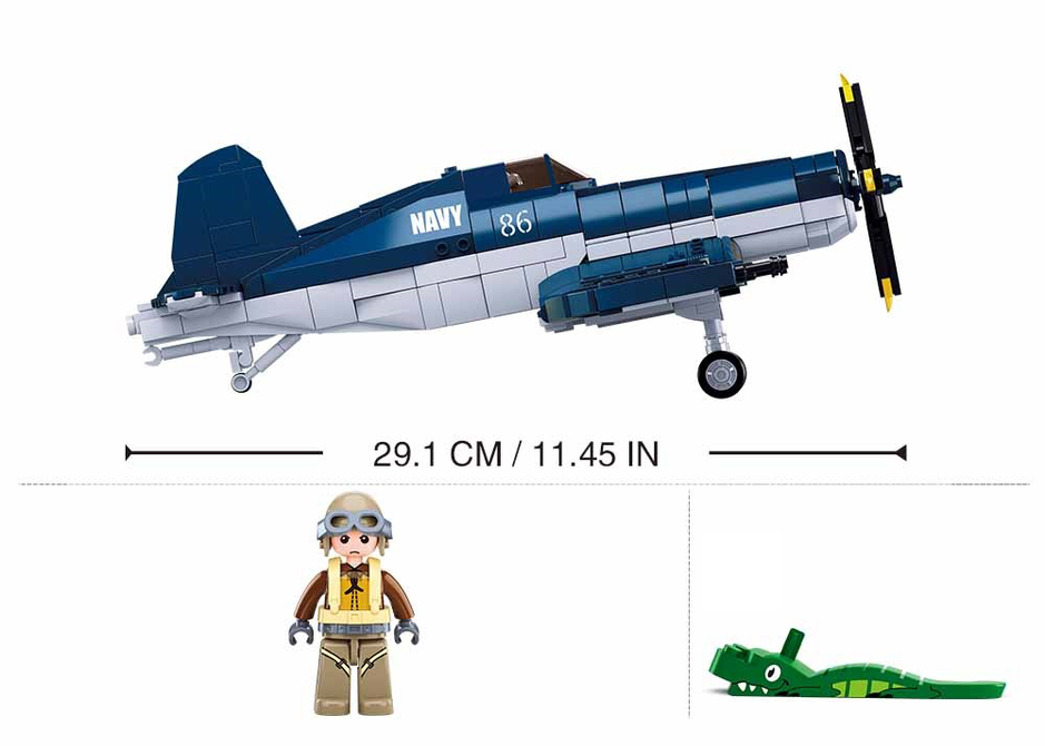 WWII F4U Corsair Fighter Plane Building Brick Kit (550 pcs)-5