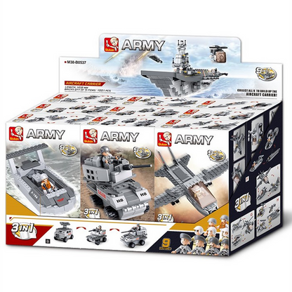 9-into-1 Aircraft Carrier Building Brick Display Set (Total 1001 Pcs)