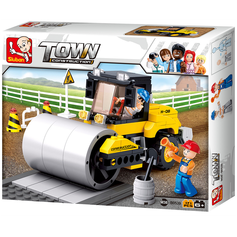 Construction Single Steel-Wheeled Street Roller Building Brick Kit (171 Pcs)