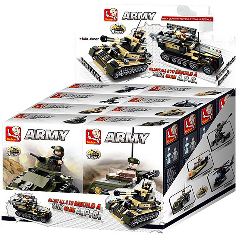 Army 8-into-1 Tank Building Brick Display Set (917 pcs)