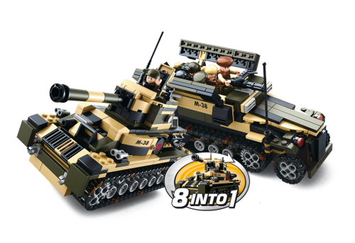 Army 8-into-1 Tank Building Brick Display Set (917 pcs)-2