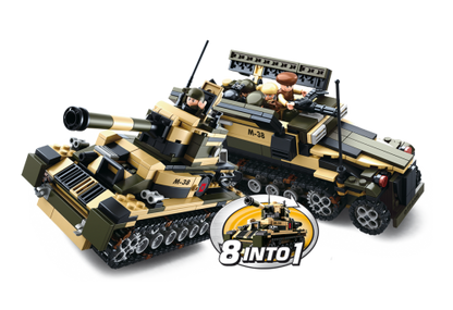 Army 8-into-1 Tank Building Brick Display Set (917 pcs)-2