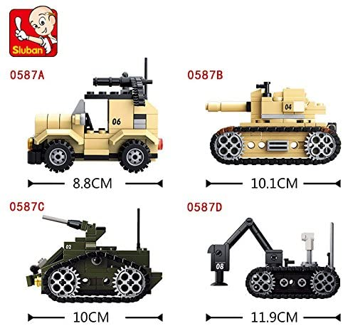 Army 8-into-1 Tank Building Brick Display Set (917 pcs)-4