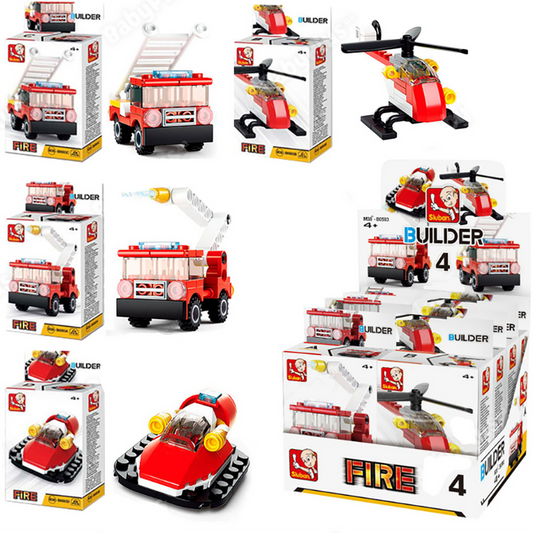 Builder Fire Building Brick Display Set, x2 of each kit A-D