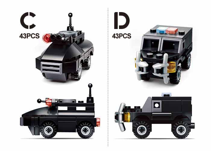 Builder Police Building Brick Display Set, x2 each kit A-D-3