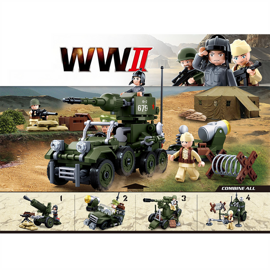 WWII 4-in-1 Half Track Gift Box Building Brick Kit (353 pcs)