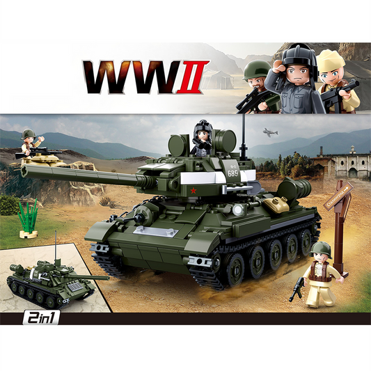 WWII T-34\85 Medium Tank 2-in-1 Building Brick Kit (687 Pcs)