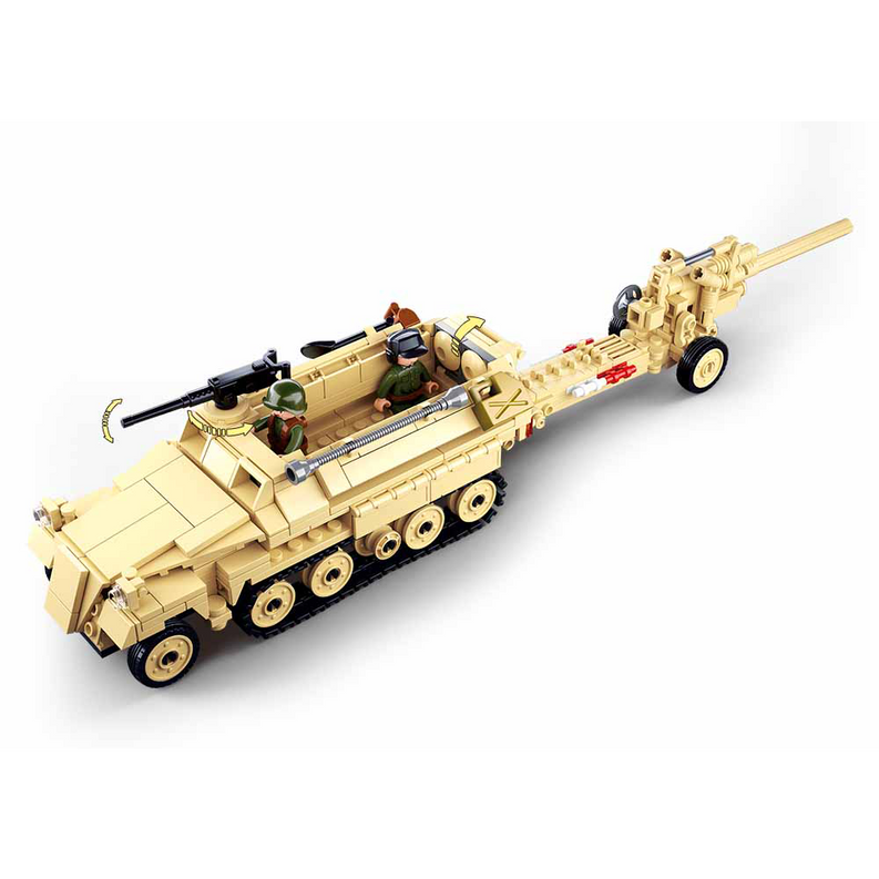 WWII SD.KFZ. 251 Half-Track K18 105mm Cannon Building Brick Kit (460 pcs)-3