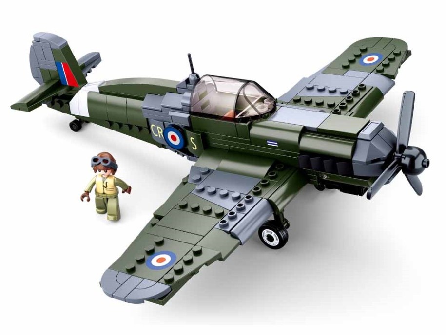 WWII Royal Air Force Spitfire Plane Building Brick Kit (297 pcs)-3