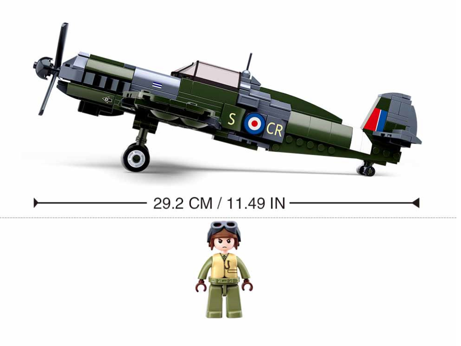 WWII Royal Air Force Spitfire Plane Building Brick Kit (297 pcs)-5