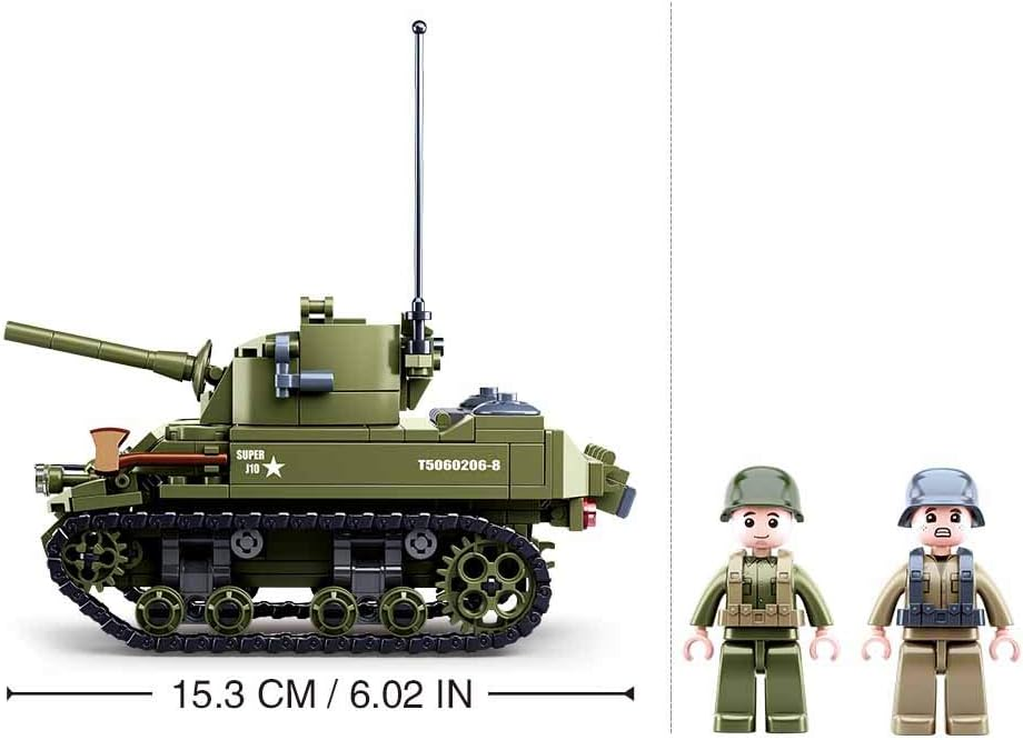 WW2 M5 Stuart Light Tank Building Brick Kit (344 pcs)-4