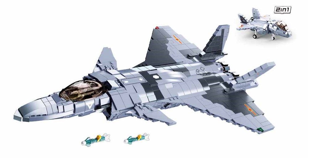 2-in-1 Fighter Jet J-20 Mighty Dragon Brick Kit (926 pcs)-2