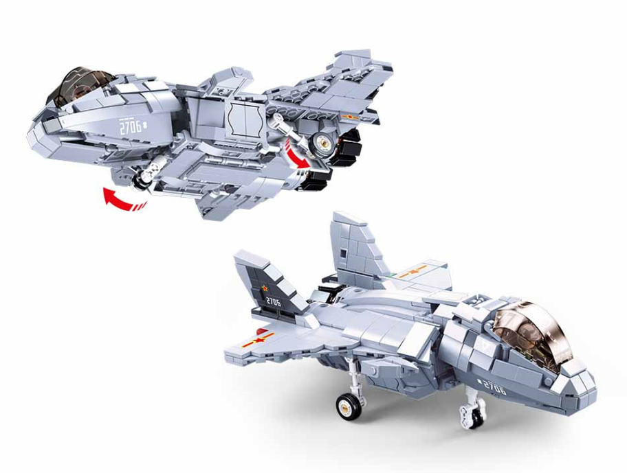 2-in-1 Fighter Jet J-20 Mighty Dragon Brick Kit (926 pcs)-3