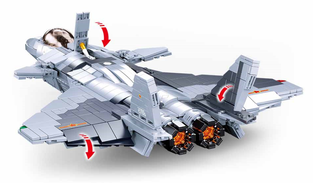 2-in-1 Fighter Jet J-20 Mighty Dragon Brick Kit (926 pcs)-4