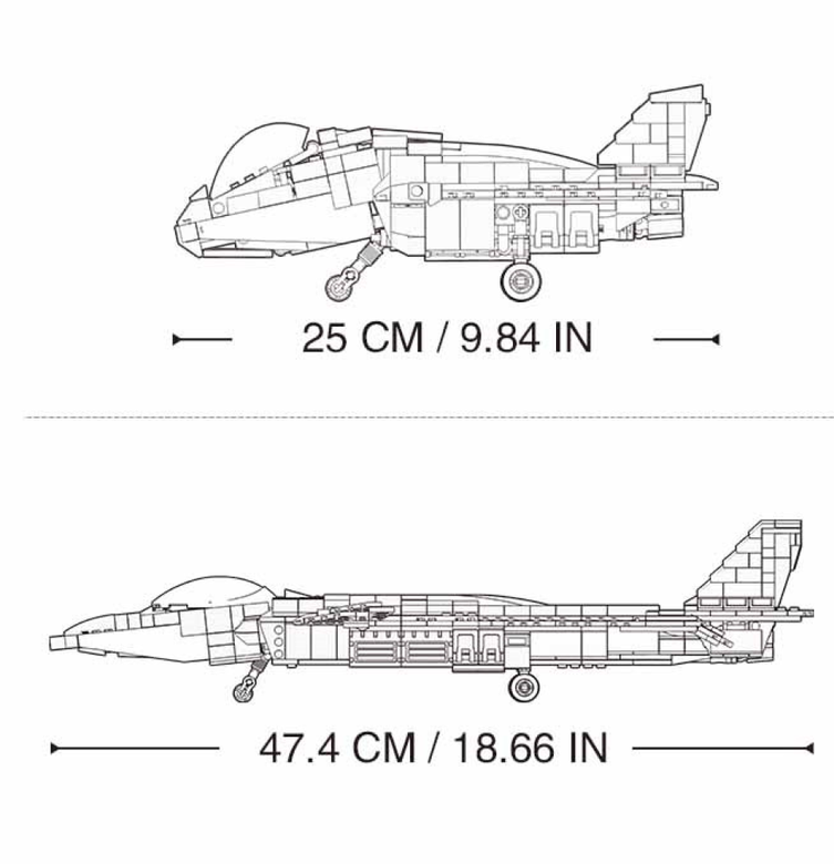 2-in-1 Fighter Jet J-20 Mighty Dragon Brick Kit (926 pcs)-5