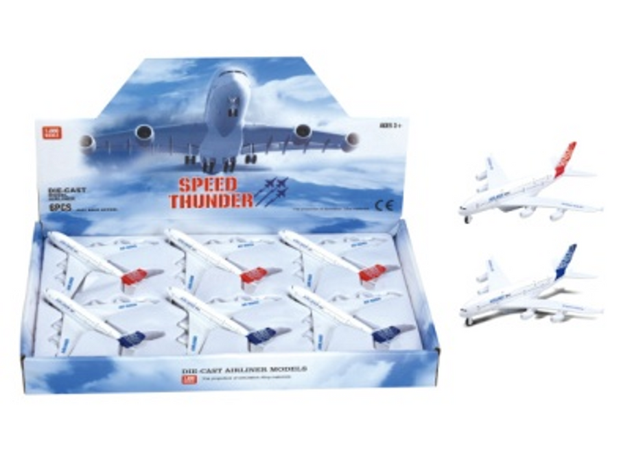 Die-Cast Passenger Airplanes, x6 Planes per Display Box