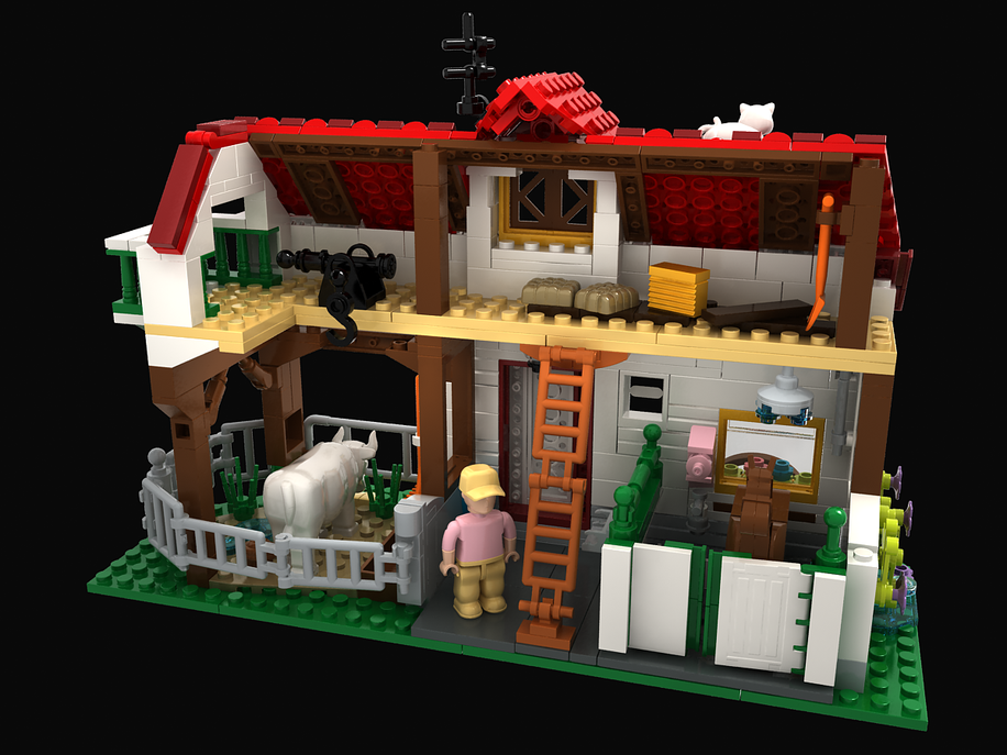 Cow and Horse Barn Building Brick Kit (535 pcs)