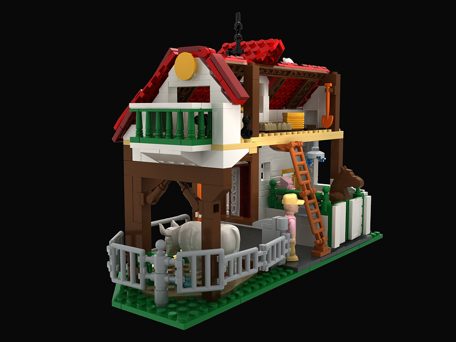 Cow and Horse Barn Building Brick Kit (535 pcs)-2