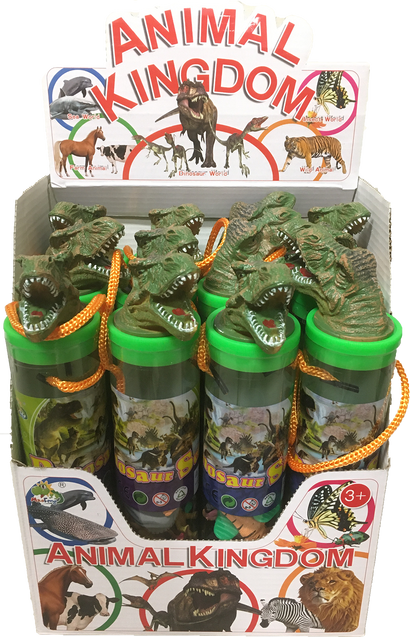 Dinosaur Figurines in Clear Tube with T-Rex Head Topper-5