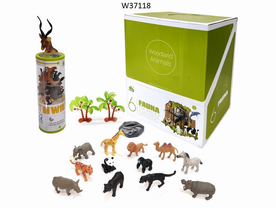 Wild Animal 3" Figurines Tube with Antelope Head Topper-2