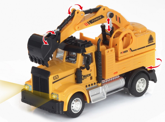 2.4G 1:64 scale RC Engineering Excavator Truck with lights and sound