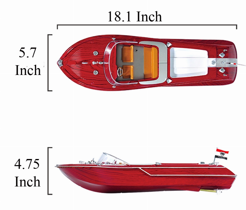 Wood Grain Speed Boat With Dual Motors And 2.4 Ghz Remote-4