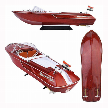 Wood Grain Speed Boat With Dual Motors And 2.4 Ghz Remote-8