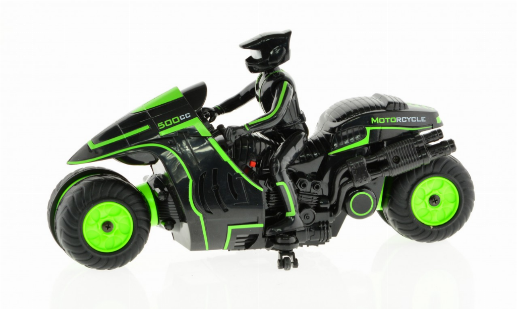 1:10 Scale Stunt MotoRCycle With 2.4 Ghz Remote Rechargeable Batteries - Green