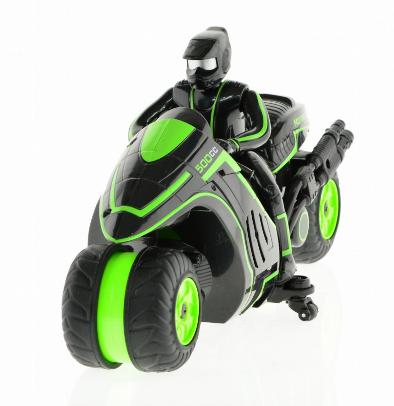 1:10 Scale Stunt MotoRCycle With 2.4 Ghz Remote Rechargeable Batteries - Green-2