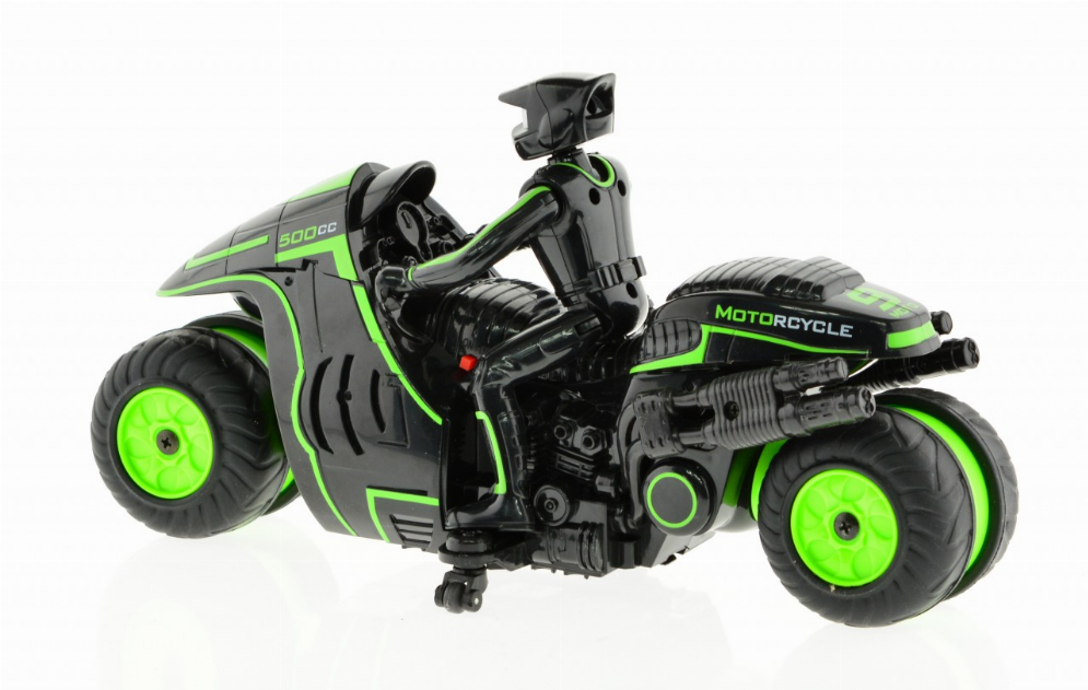 1:10 Scale Stunt MotoRCycle With 2.4 Ghz Remote Rechargeable Batteries - Green-3