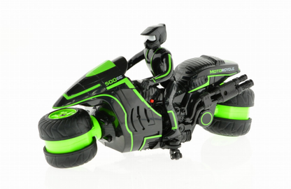 1:10 Scale Stunt MotoRCycle With 2.4 Ghz Remote Rechargeable Batteries - Green-5