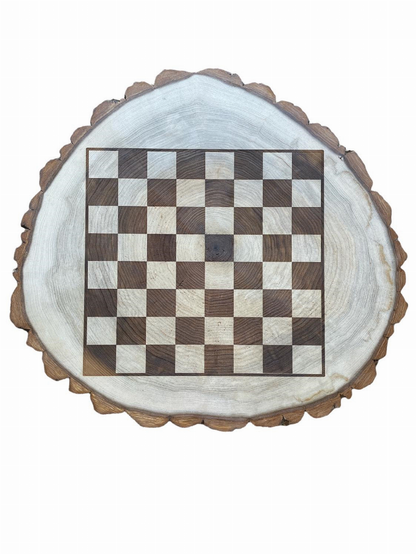 Wood Slice Chess/Checkers with all pieces included Board Game-3