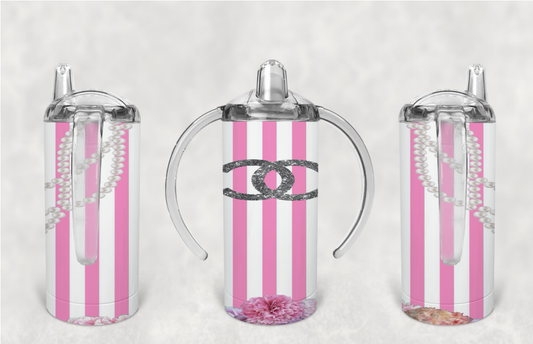 Chanel/Stripes/Pink/White Kid Sippy Cup