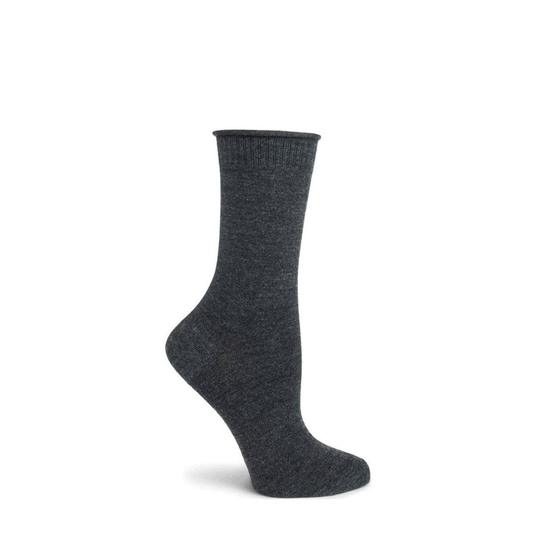 Wool and Silk Basic Roll Top Sock Dark Grey