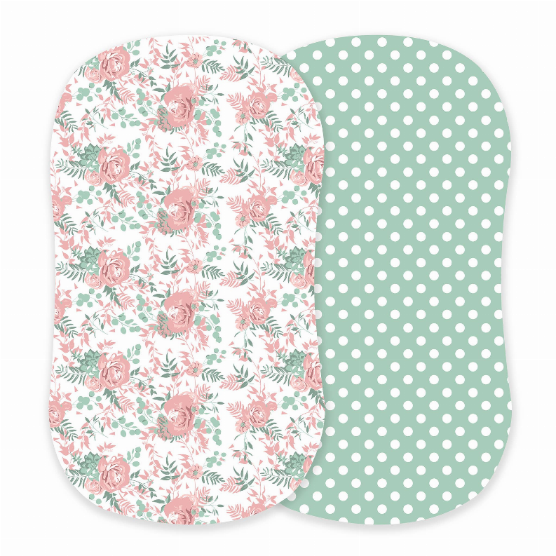 Desert Rose & Jade Polka Dot Changing Pad Cover/Bassinet-2