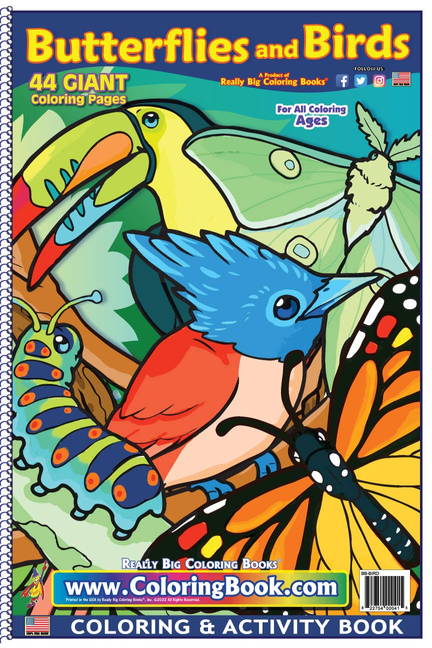 Butterflies and Birds Big Coloring Book