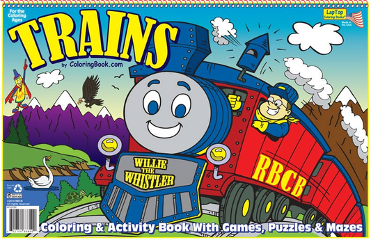 Trains LapTop Coloring Book