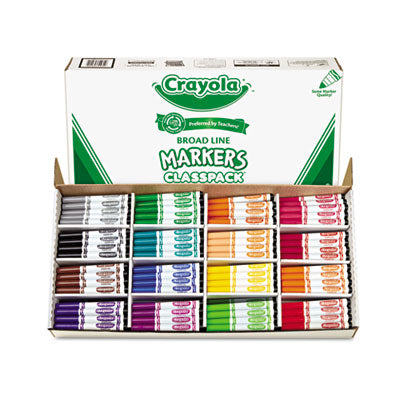 Crayola 588201 Non-Washable Classpack Markers Broad Point 16 Assorted