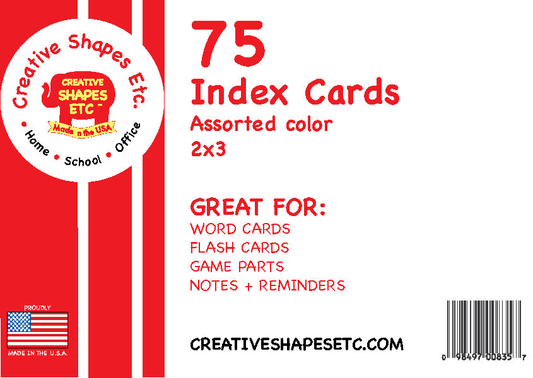 Blank Index Cards - Assorted Color