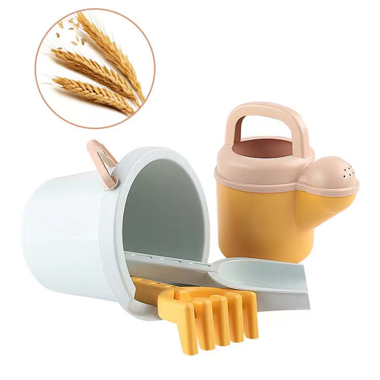 Children Beach Toy Wheat Straw Beach Bucket Set With Sand Sand Dredging Tools Outdoor Toy