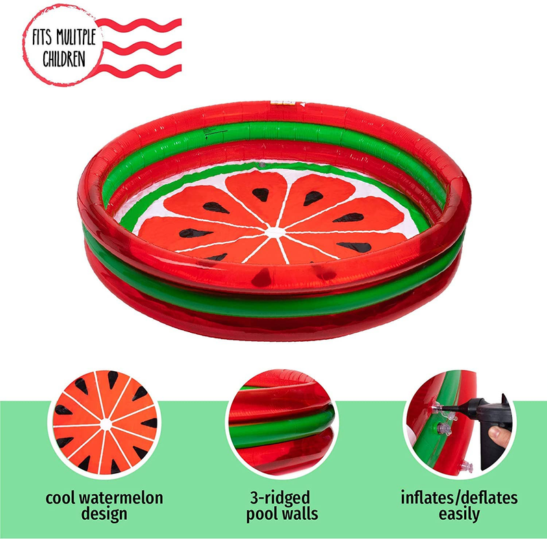 3-Ring Inflatable Pool Watermelon Style-3