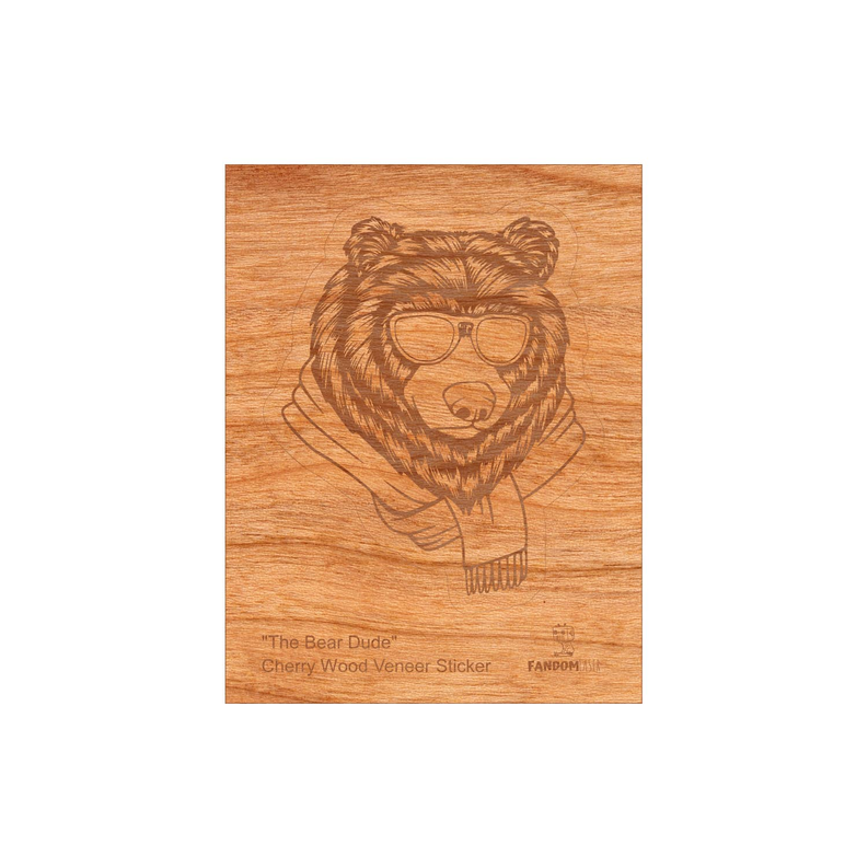 Wood Bear Sticker, Funny Hipster "The Dude"-2