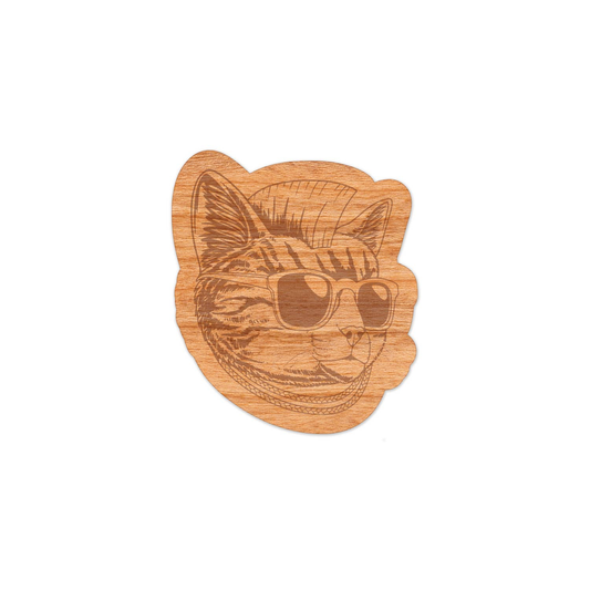 Wood Cat Sticker, Funny Hipster "Mr. Kit T"