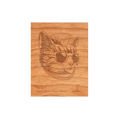 Wood Cat Sticker, Funny Hipster "Mr. Kit T"-2