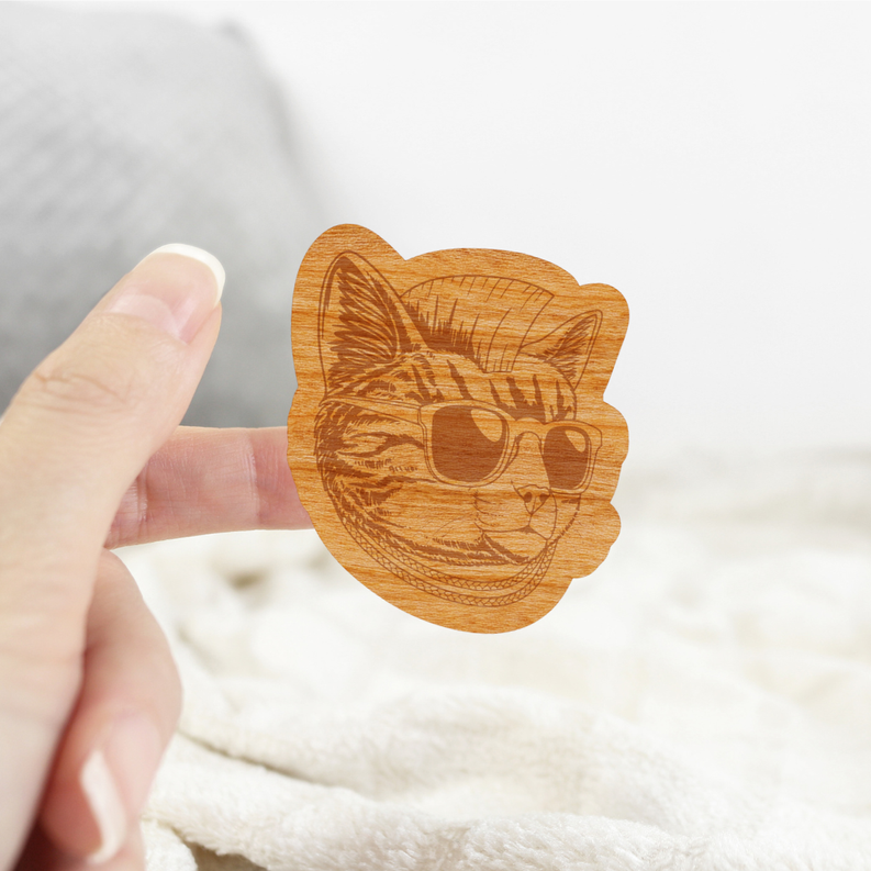 Wood Cat Sticker, Funny Hipster "Mr. Kit T"-3