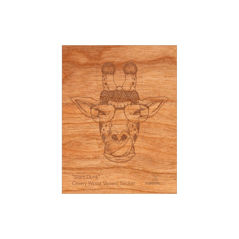 Wood Giraffe Sticker, Funny Hipster "Slam Dunk"-2