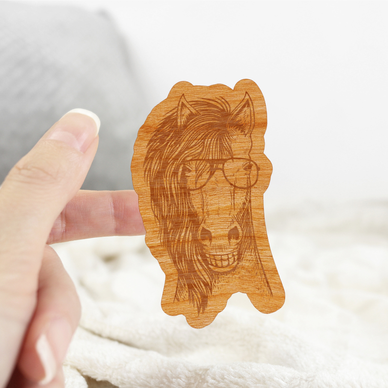 Wood Horse Sticker, Funny Hipster "Mane Character Energy"-3