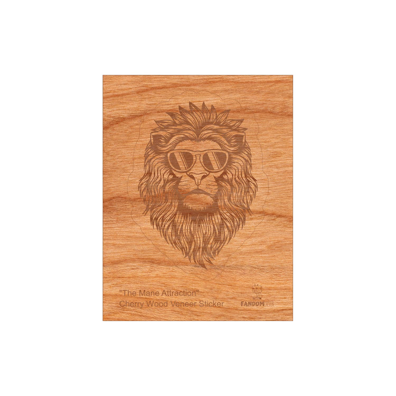 Wood Lion Sticker, Funny Hipster "Mane Attraction"-2